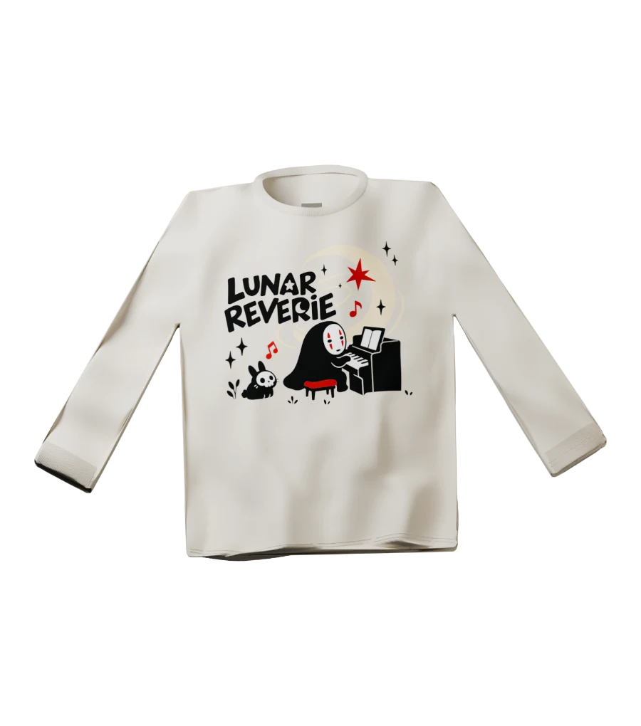 Long sleeve in warm ivory — front view. Digital garment study.