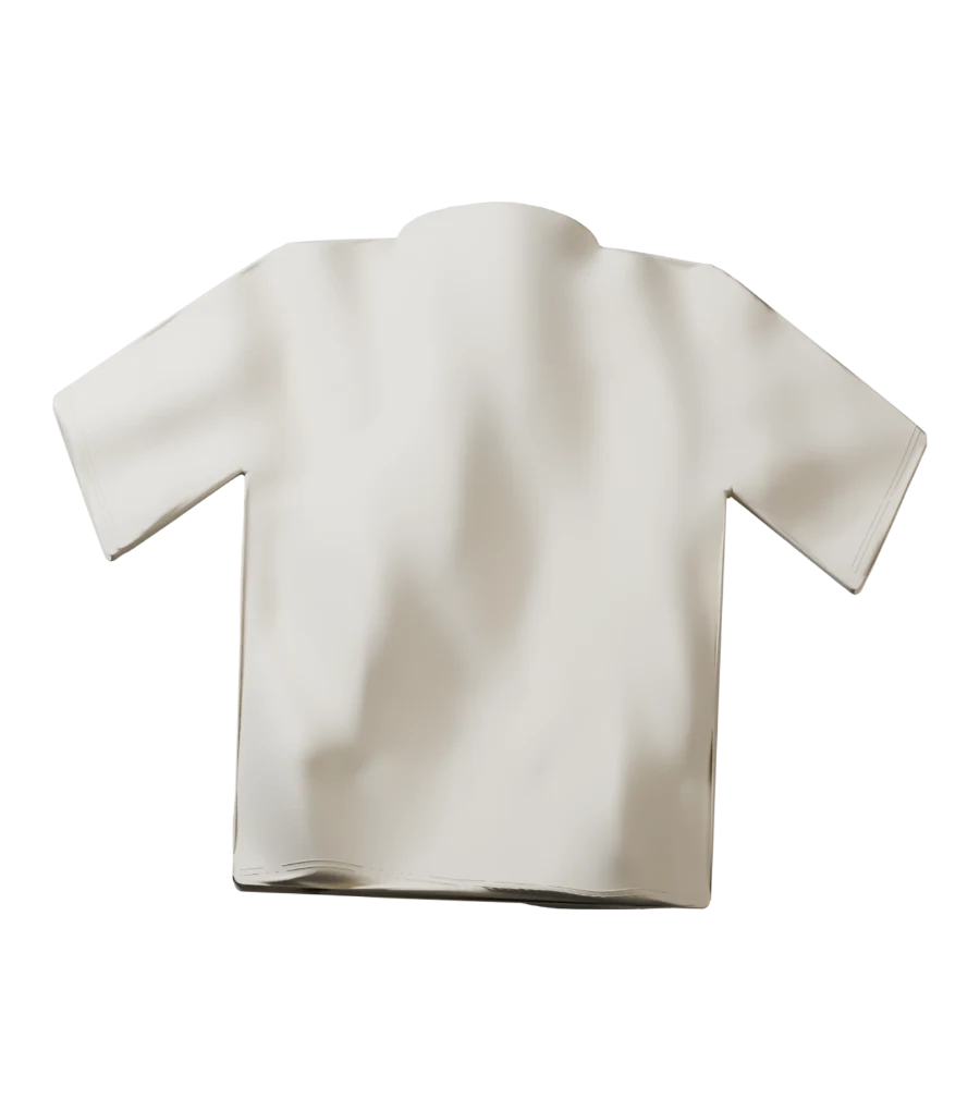 Tee in warm ivory — back view. Digital garment study.